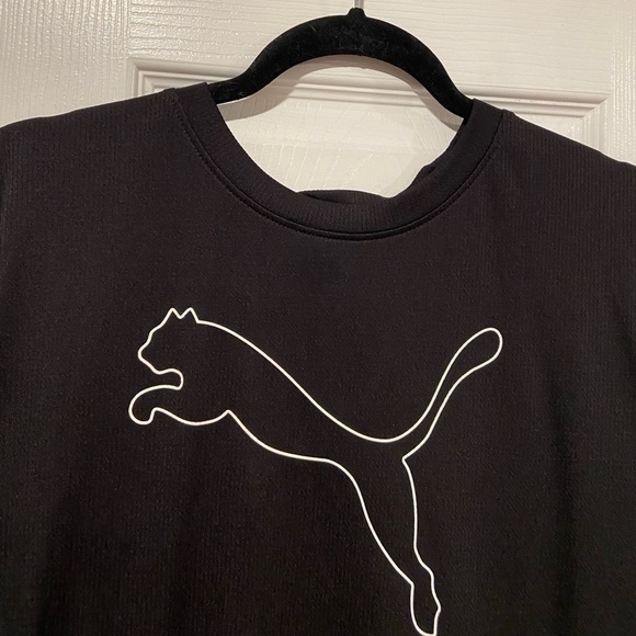 Puma Men’s Size M Black White Cat Logo Performance Short Sleeve Tee Shirt - Picture 2 of 10